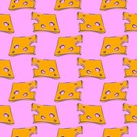 Yellow cheese,seamless pattern on light purple background. vector