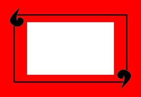 Quote speech bubble blank frame templates. Isolated textbox. Citation empty speech bubbles. Red color background. Rectangle shape. Social media template, web banner, copy space, memo, reminder, note. vector
