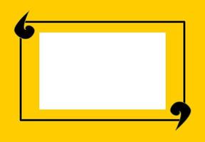 Quote speech bubble blank frame templates. Isolated textbox. Citation empty speech bubble. Yellow color background. Rectangle shape. Social media template, web banner, copy space, memo, reminder, note vector