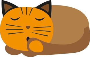 Cat sleeping, illustration, vector on a white background.