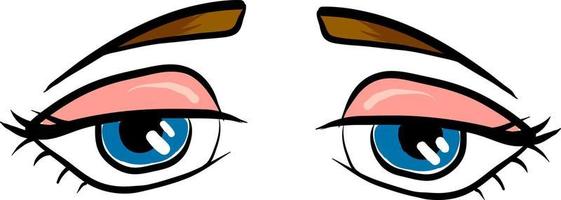 Sad blue eyes, illustration, vector on white background.