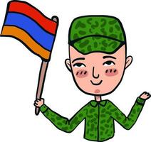 Armenian flag and soldier , illustration, vector on white background