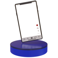 3d render transparent smartphone frame for live streaming via social media applications png