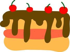 Cherry cake, illustration, vector on white background.