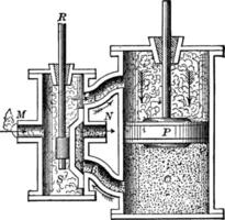 máquina de vapor, ilustración vintage. vector