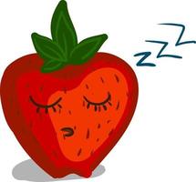 Sleeping strawberry, vector or color illustration.