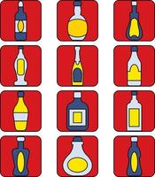 botellas de alcohol, ilustración, vector, sobre un fondo blanco. vector
