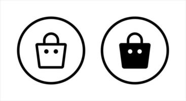 menú de tienda, vector de icono de bolsa de compras aislado en el fondo de la línea circular