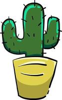 cactus en bote amarillo, ilustración, vector sobre fondo blanco