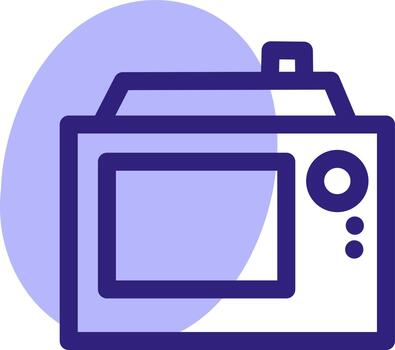 Camera with display, illustration, vector on a white background.