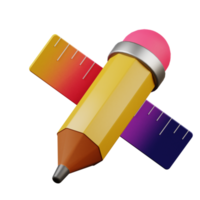 Illustration 3d de l'icône de l'éducation scolaire au crayon png