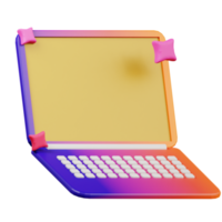 3d illustrazione di il computer portatile scuola formazione scolastica icona png
