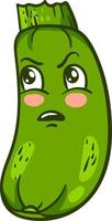 Angry fat zucchini, illustration, vector on white background