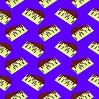 Chocolate pistachio cake, seamless pattern on purple background. vector