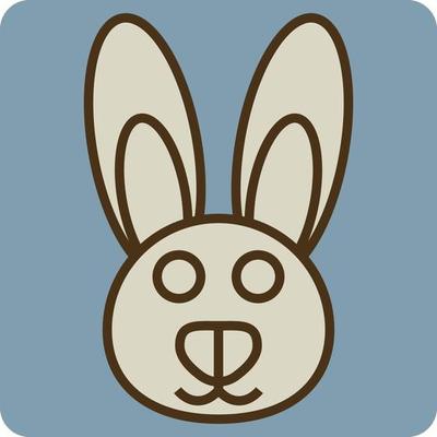 Brown bunny head, illustration, vector, on a white background.
