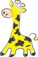 Giraffe drawing, illustration, vector on white background.