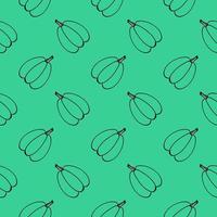 Green pumpkin , seamless pattern on a green background. vector