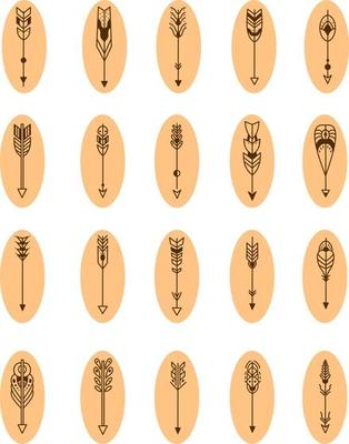 Indian arrow icon pack, illustration, vector on a white background.