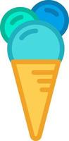 Three scoops of blue ice cream, illustration, vector on a white background.