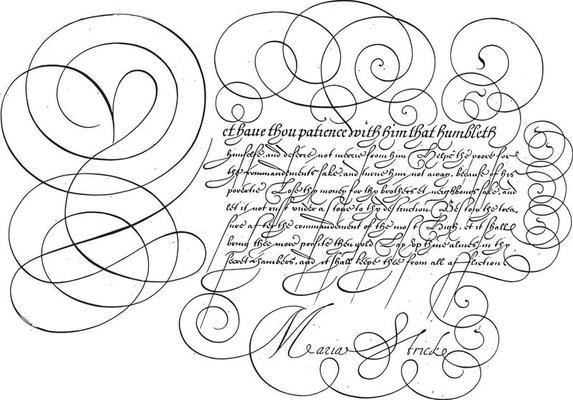 Writing example with capital Y, vintage illustration.