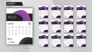 Plantilla de diseño de planificador creativo moderno de 12 páginas de calendario de pared 2023 vector