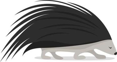 Black hedgehog, illustration, vector on white background.