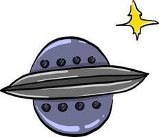 Round flying saucer, illustration, vector on white background