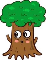 Surprised tree, illustration, vector on white background.