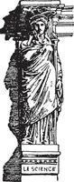 Modern Caryatid, head,  vintage engraving. vector