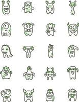 Green monsters, illustration, vector on a white background.