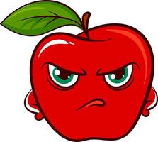 Angry red apple, illustration, vector on white background