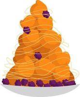 Sweet croquembouche, illustration, vector on white background