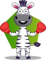 Zebra with boxing gloves, illustration, vector on white background.