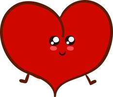 Cute heart with eyes, illustration, vector on white background.