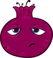 Pomegranate in bad mood, illustration, vector on white background