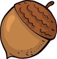 Small brown acorn, illustration, vector on a white background.