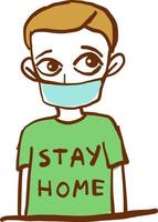 Man with stay home shirt , illustration, vector on white background