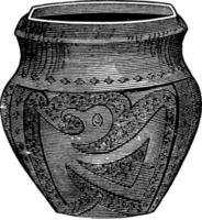 Vase have a line pattern, vintage engraving. vector