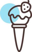 Blue strawberry ice cream in cone, illustration, vector on a white background.