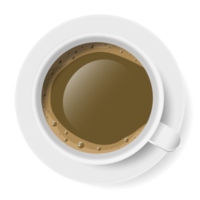 Top view of white coffee cup with plate png