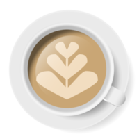 superiore Visualizza di caffè schiuma arte su tazza png