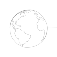 Continuous one line drawing of earth png