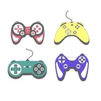 Bright gamepad in retro style. Game controller for computer playing vector illustration isolated on white background.