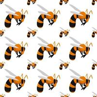 Bees pattern, illustration, vector on white background