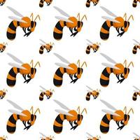 Bees pattern, illustration, vector on white background