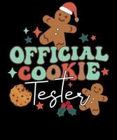 Official Cookie Tester Baker Retro Couple Matching Family Christmas Bake Tester T Shirt Design vector