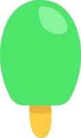 Green ice cream on stick, illustration, vector on a white background.