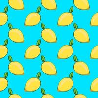 Lemon with a stem ,seamless pattern on light blue background. vector