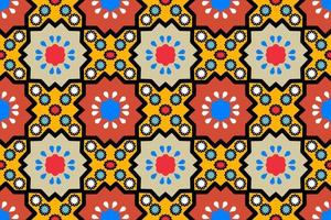 Multi color geometric ethnic fabric pattern vector