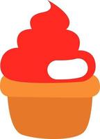 Street food muffin with cream, illustration, vector on a white background.